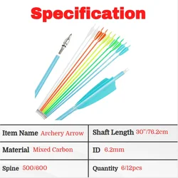 Flechas carbono con pluma natural para arco compuesto o recurvo