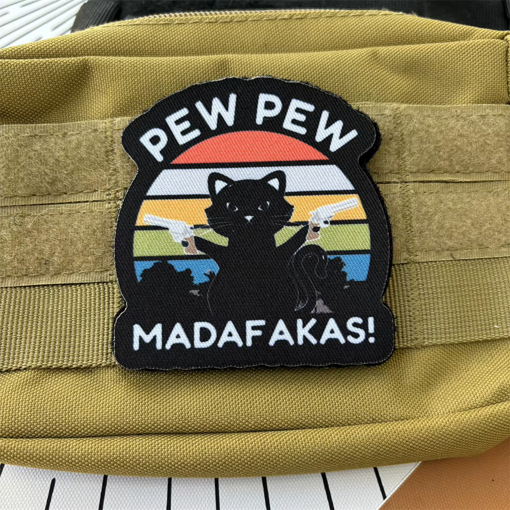 Parche táctico de moral impreso gato PEW MADAFAKAS gancho y bucle - imagen 5