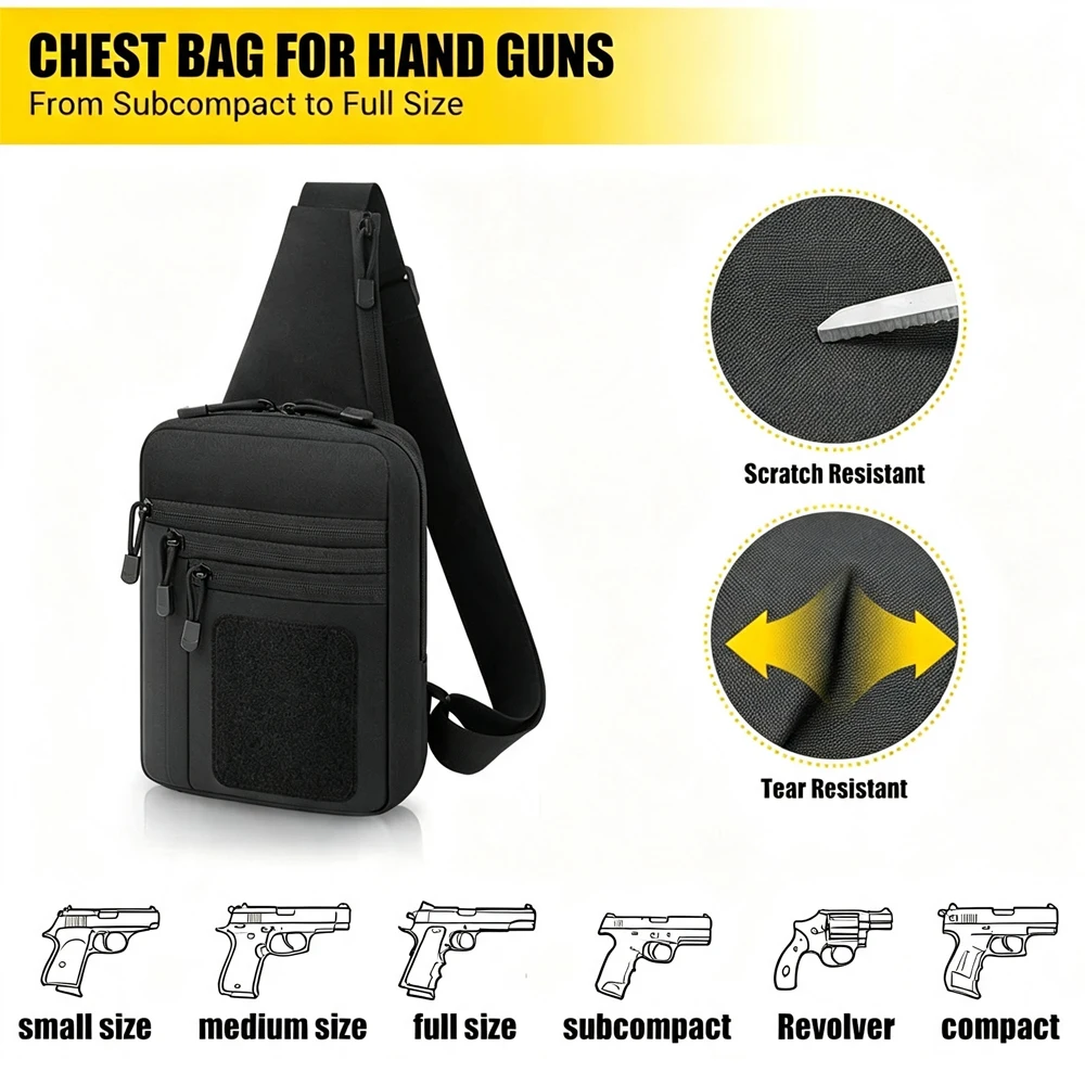 Bolso táctico de pecho con funda oculta para pistola EDC cruzado - imagen 2