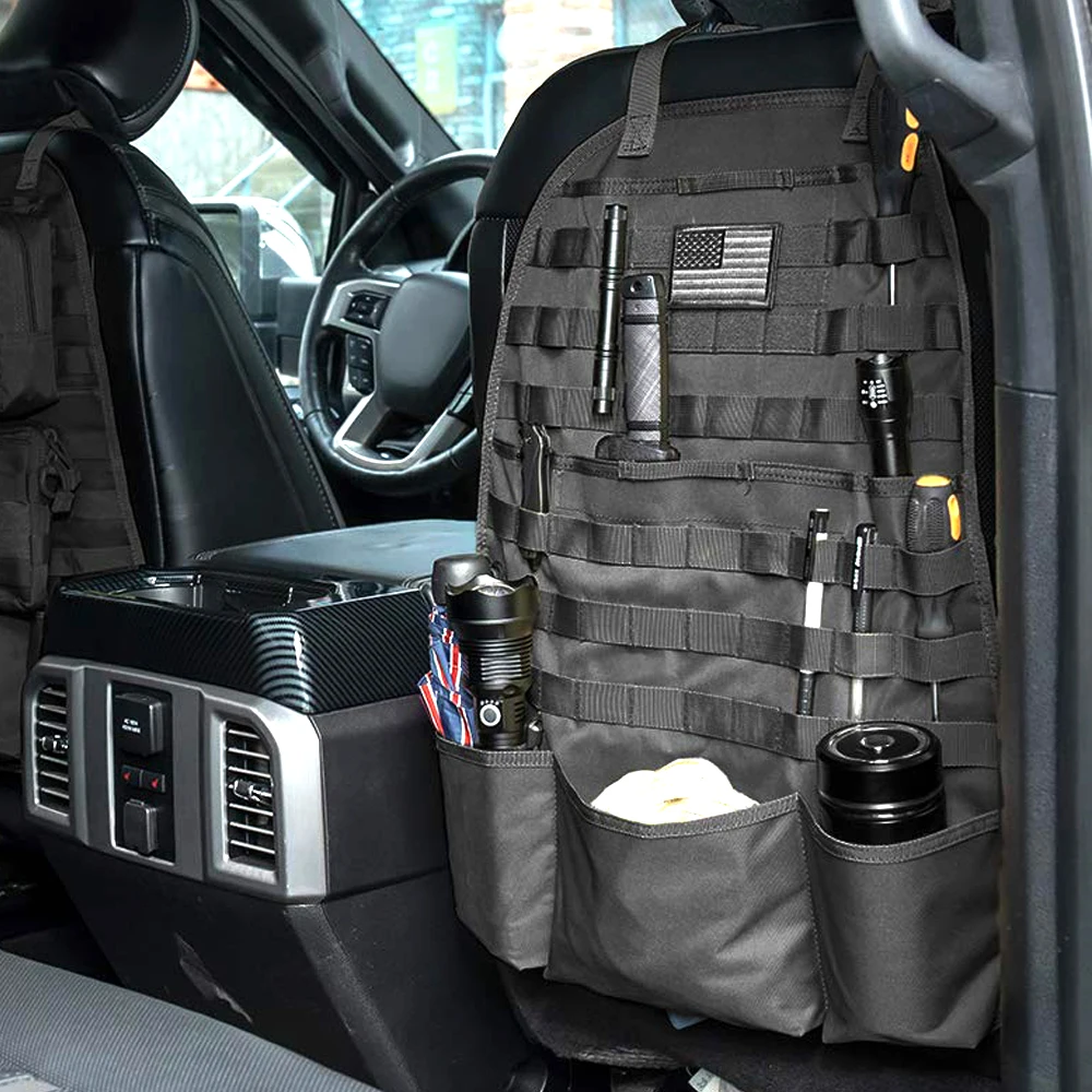 Panel MOLLE táctico para respaldo de asiento – Organizador modular de viaje - imagen 3