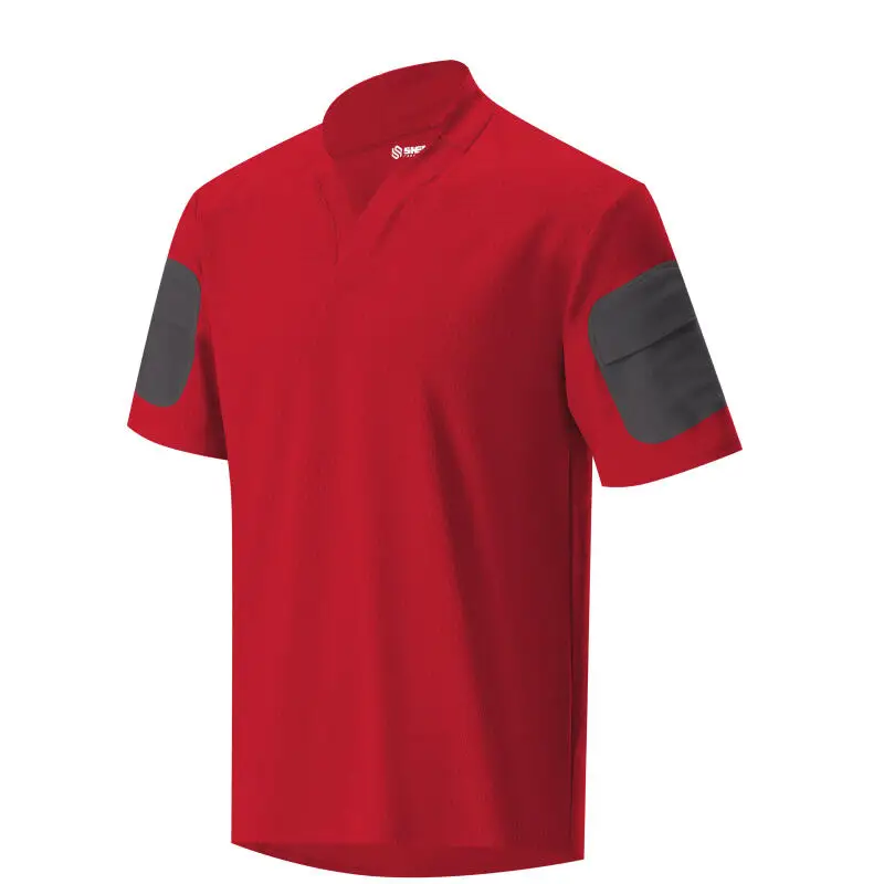 Camiseta táctica rugby secado rápido rojo manga ajustable elástica - imagen 4