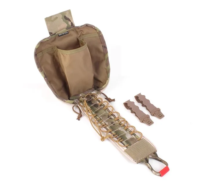 Kit médico táctico PEW TACTICAL completo abierto con material de ejemplo