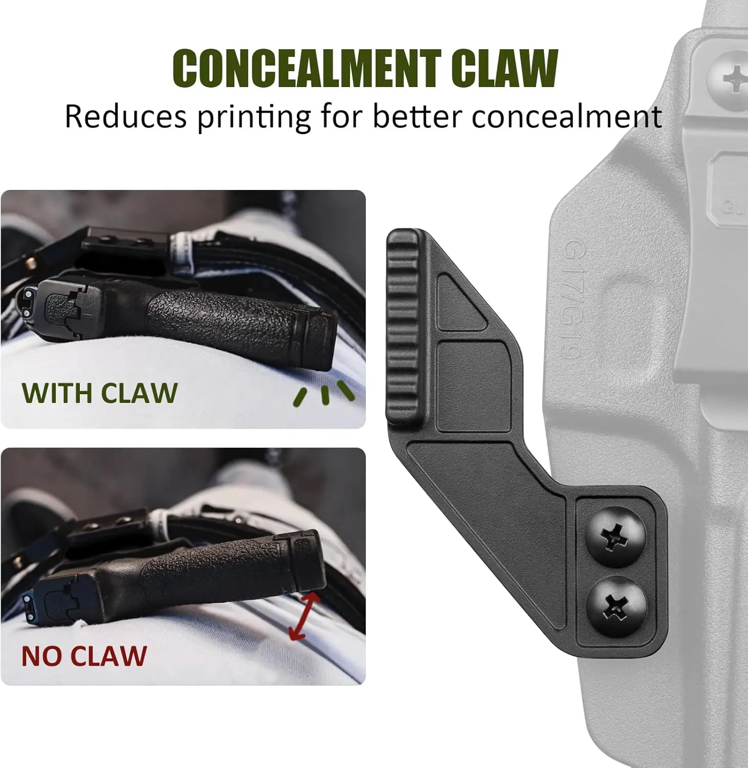 Funda IWB táctica Glock 17-19 con garra – Ajustable derecha - imagen 5