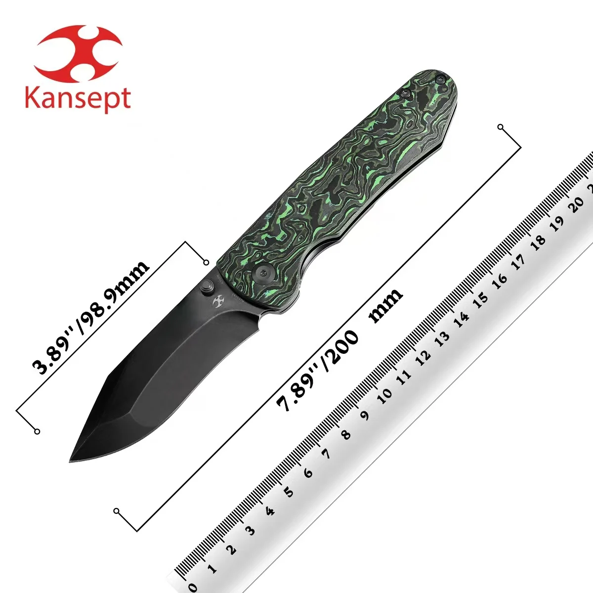 Kansept Superhawk EDC cuchillo plegable de titanio CPM S35VN Damasco - imagen 3