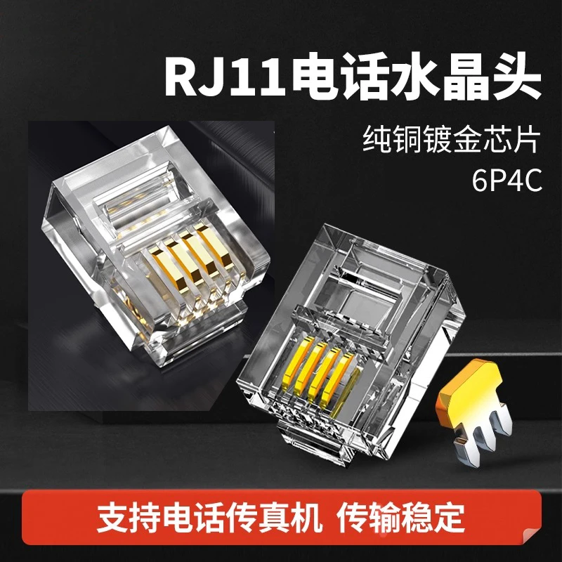 Conector RJ11 chapado en oro 6P4C – Terminal telefónico modular macho