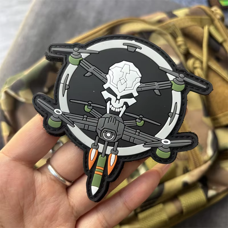 Parche táctico PVC calavera UAV gancho y bucle para ropa y brazalete - imagen 3