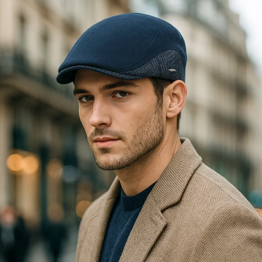 Gorra plana vintage lana cálida con visera ajustable - imagen 5