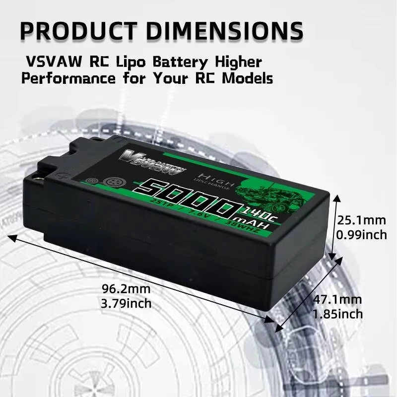 Batería LiPo VSVAW 2S 7.6V con conector XT60 para RC 1/10 - imagen 5