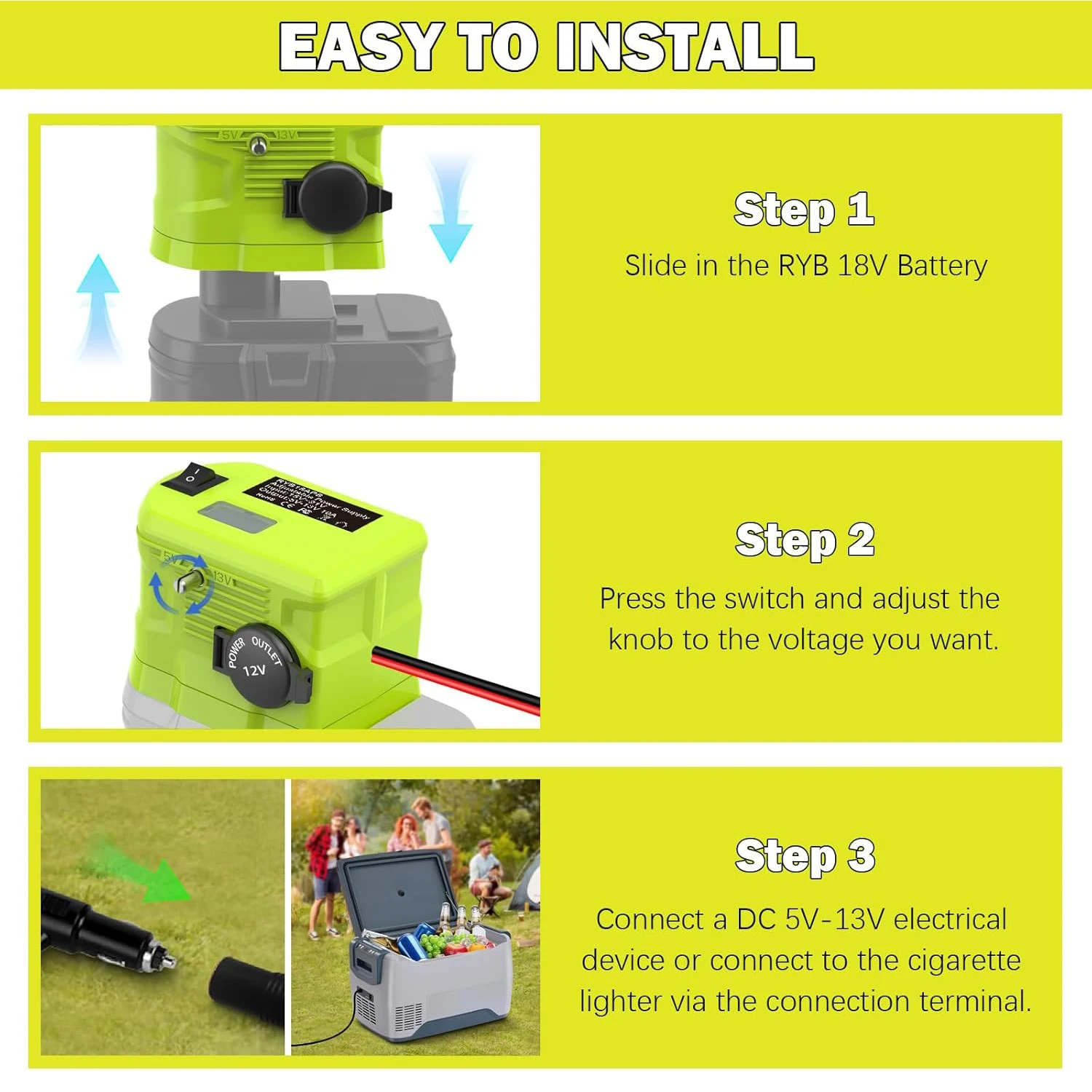 Convertidor de voltaje para batería Ryobi Li-Ion, redutor adaptador - imagen 4
