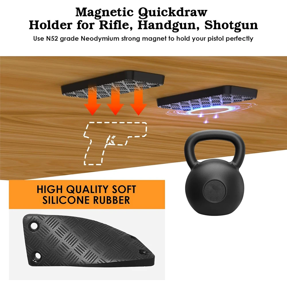 Soporte Magnético para Pistola y Carabina, Discreto con Goma - imagen 2