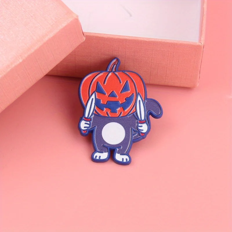 Jack-O'-Kitty Menace pin calabaza neón con dagas estilo Halloween - imagen 5