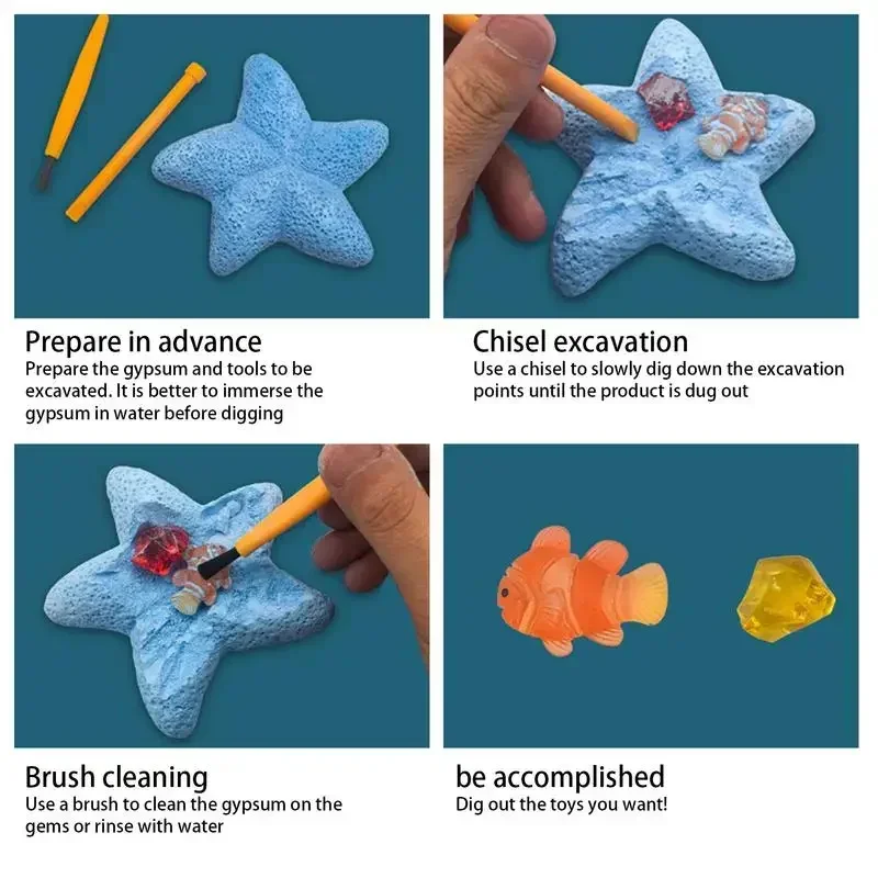Kit excavación fósiles dinosaurios con gemas reales - imagen 2