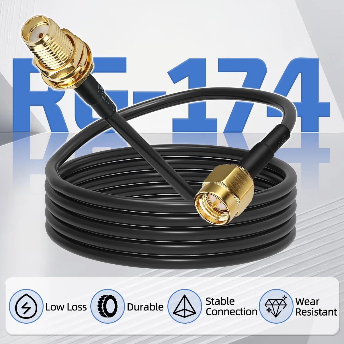 ABBREE cable coaxial SMA macho/hembra para antena WiFi - imagen 5