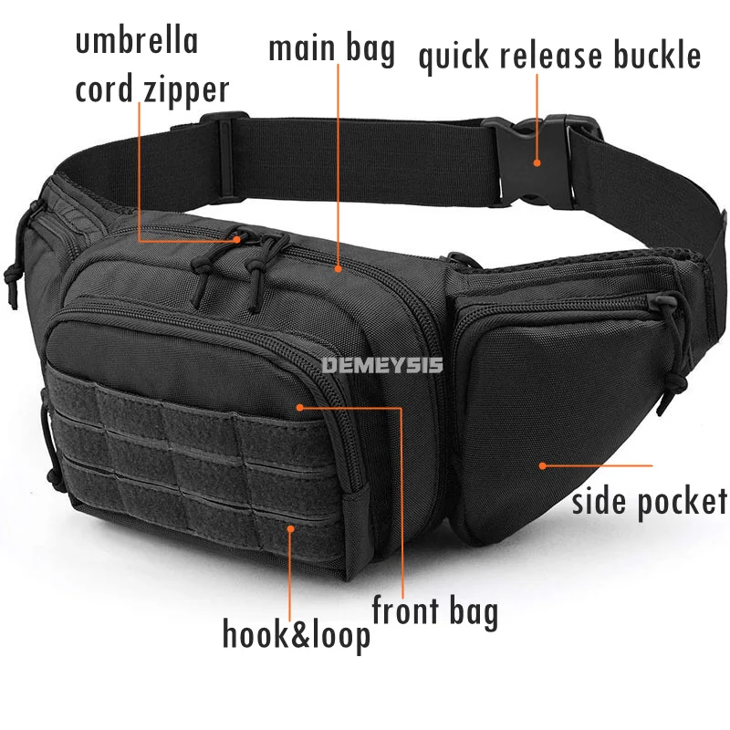 Riñonera táctica de nailon compacta para hombre, bandolera cadera - imagen 5