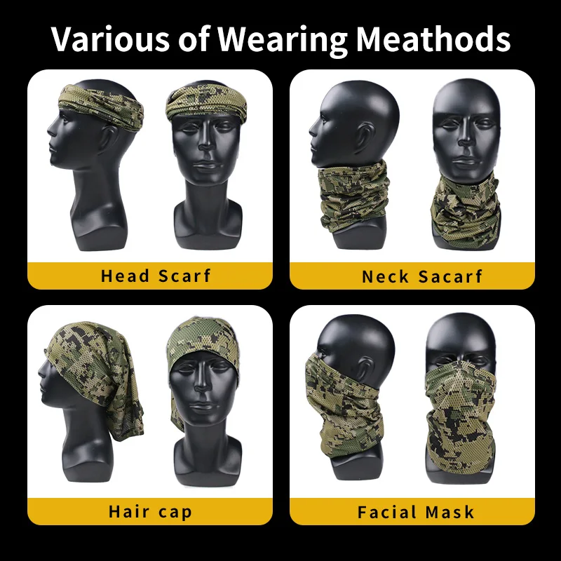 US4CES Pañuelo de camuflaje táctico con protección solar