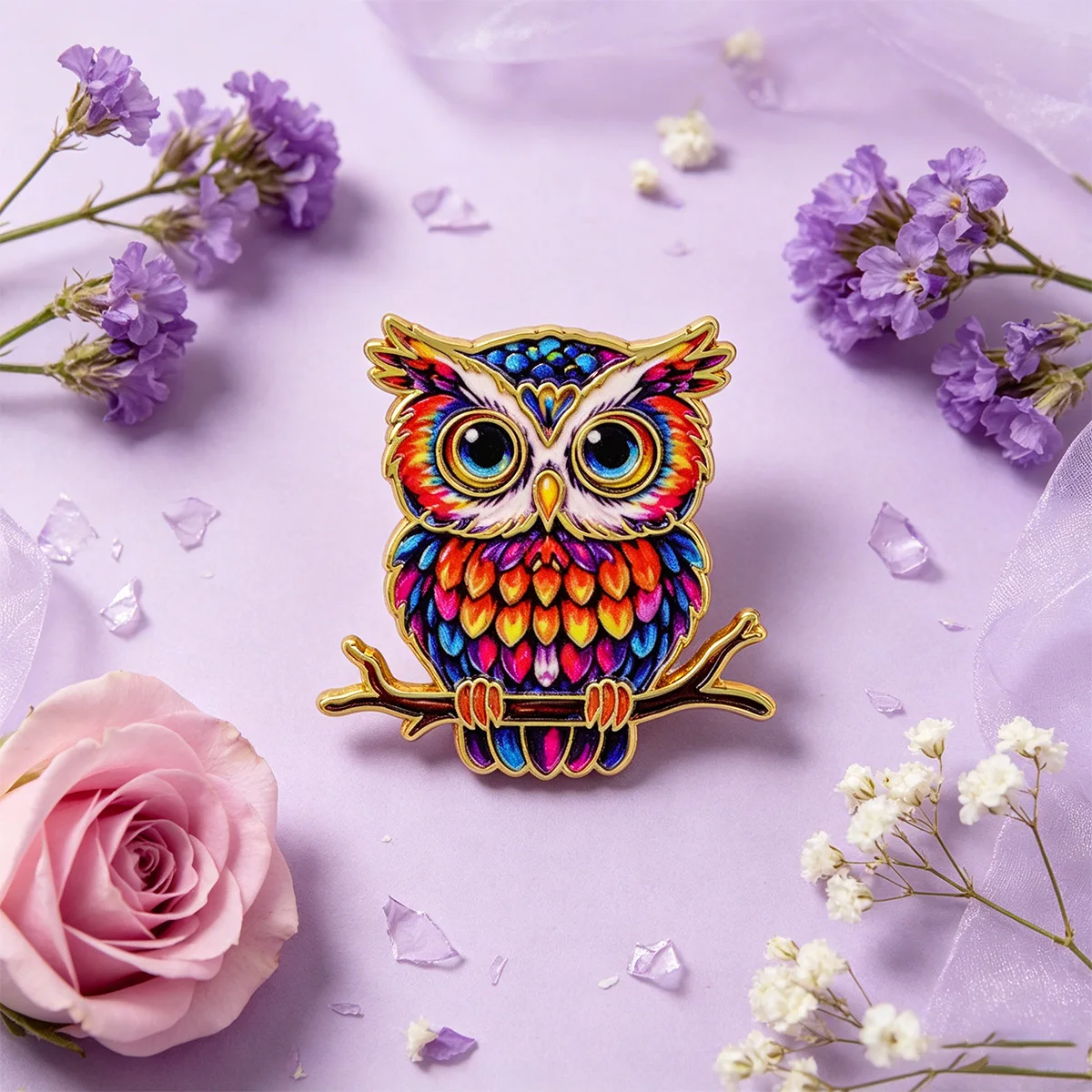 Set 5 pins solapa búho esmaltados – Insignias metálicas bordado dibujos animados - imagen 3