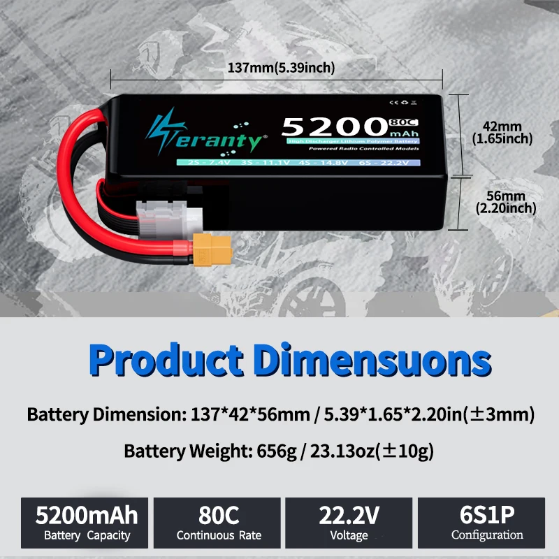 TERANTY batería LiPo para dron FPV con conector XT60 flexible - imagen 3
