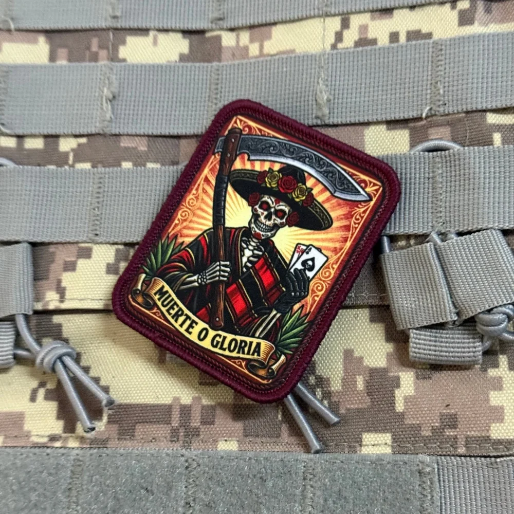 Parche Táctico Mexican Reaper Muerte o Gloria As Picas – Cierre Velcro - imagen 2