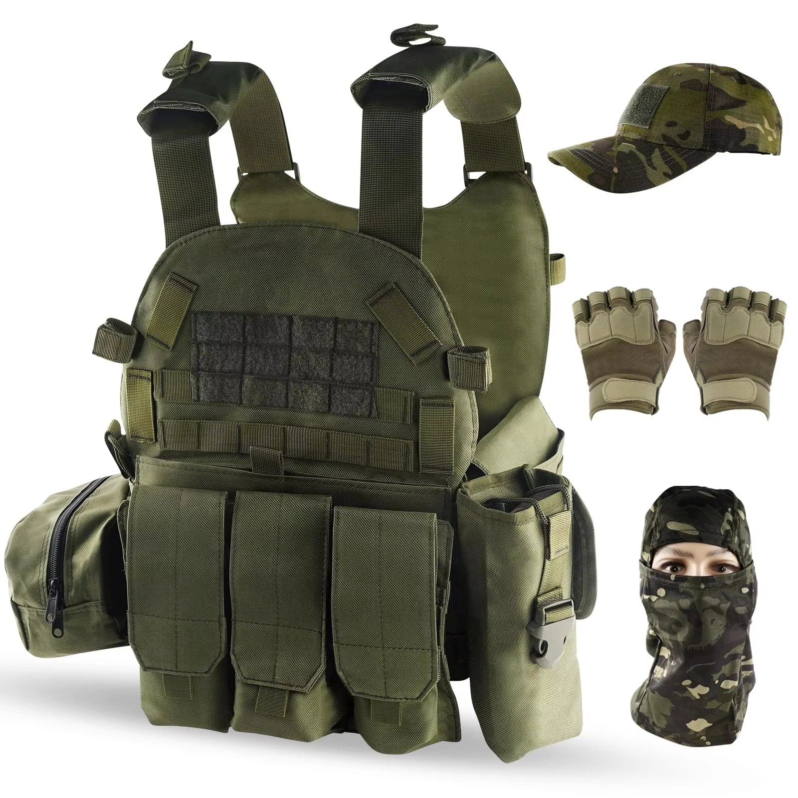 Chaleco táctico airsoft liberación rápida con gorra y visera - imagen 5