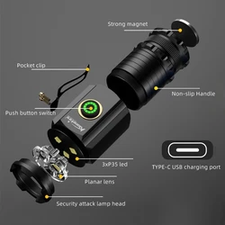Linterna LED Recargable USB Imantada para Trabajo y Exterior