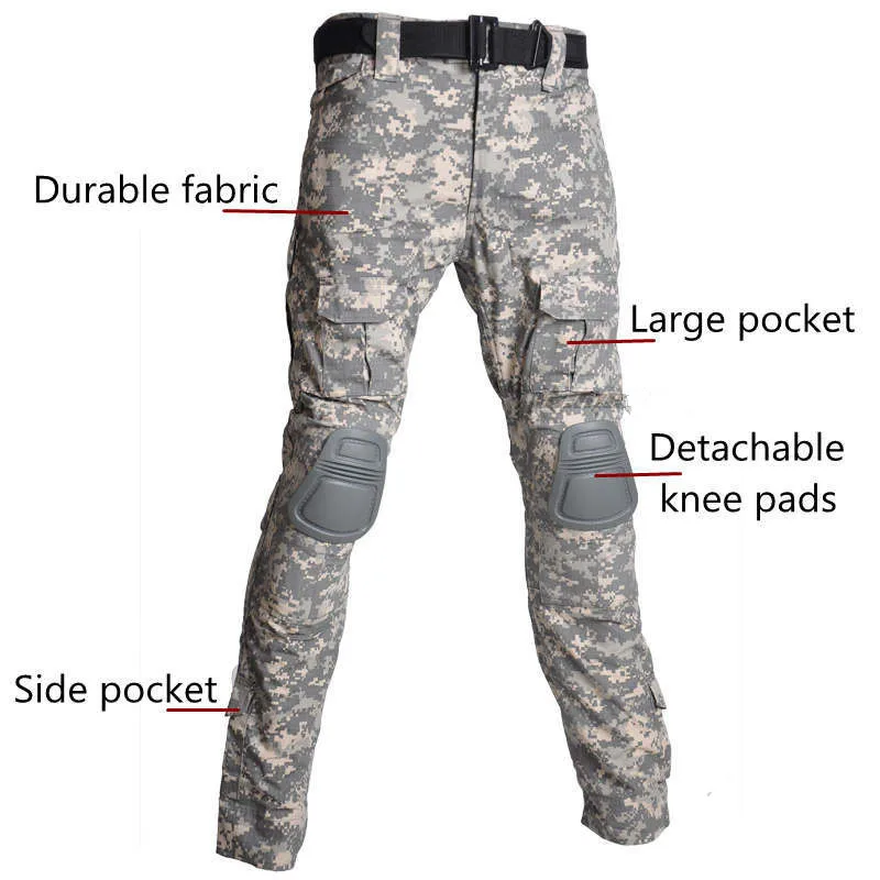 Uniforme táctico airsoft con camisa y pantalones cargo, almohadillas - imagen 2