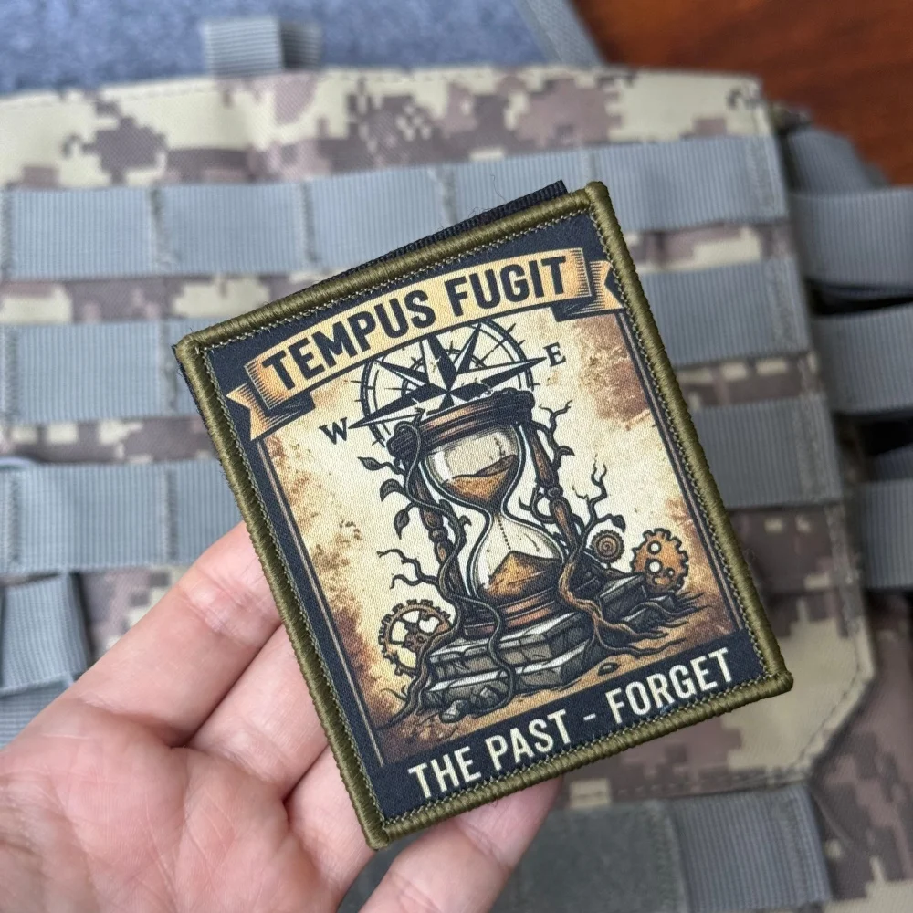 TEMPUS FUGIT Parche táctico moral reloj de arena gancho y bucle - imagen 5
