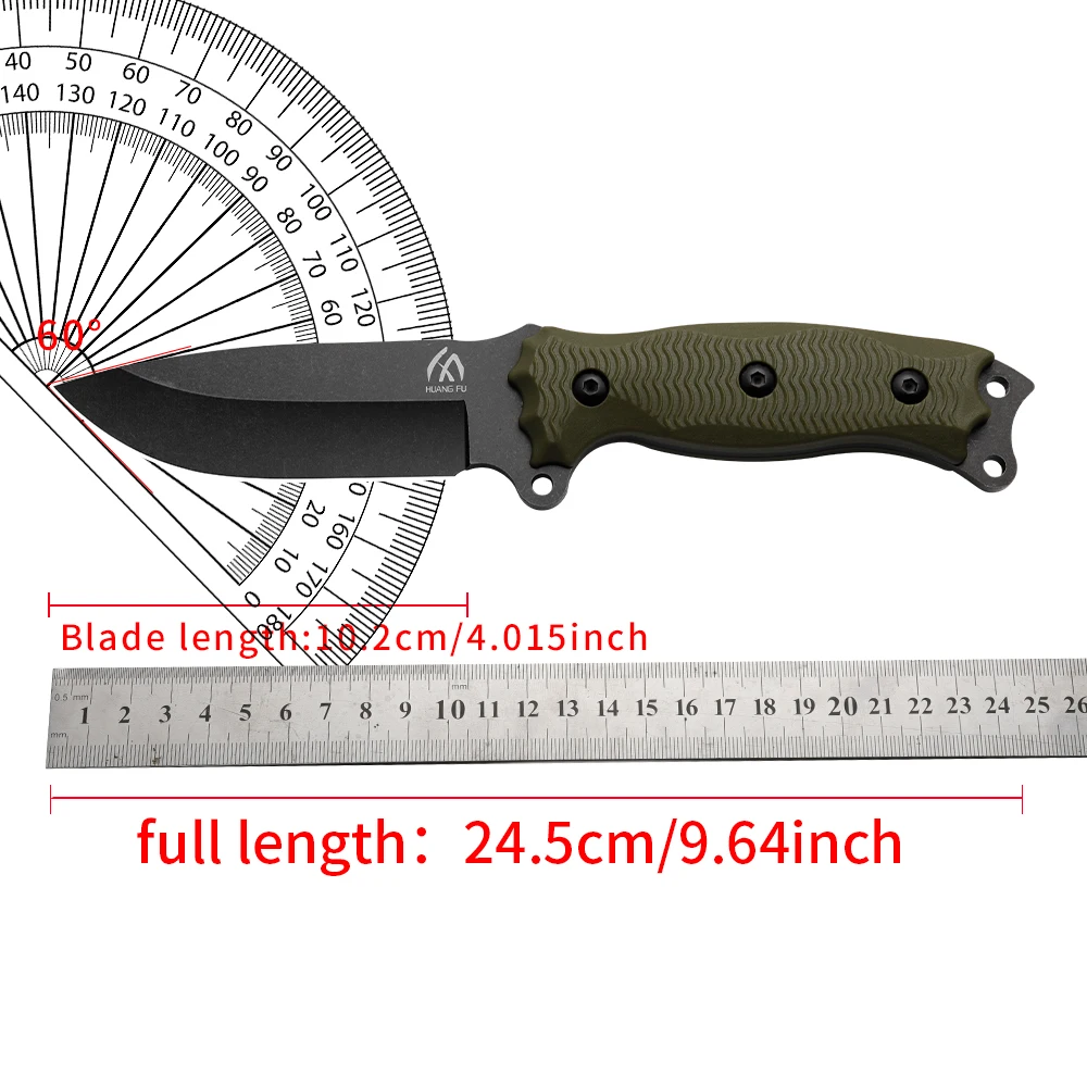 Cuchillo táctico de hoja fija con mango G10 y funda para camping - imagen 4