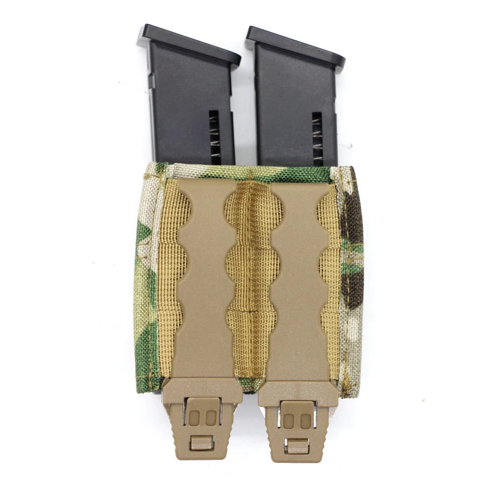 Portacargador doble táctico MOLLE de nailon con liberación rápida 9mm
