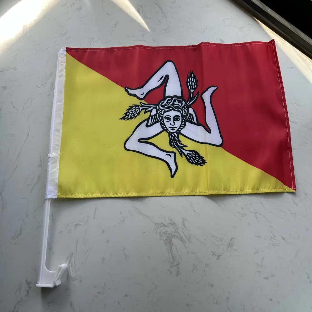 Bandera Sicilia para coche de poliéster, con asta de plástico - imagen 4
