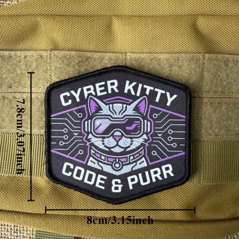 Parche táctico de gato con velcro – Insignia de moral hexagonal - imagen 5