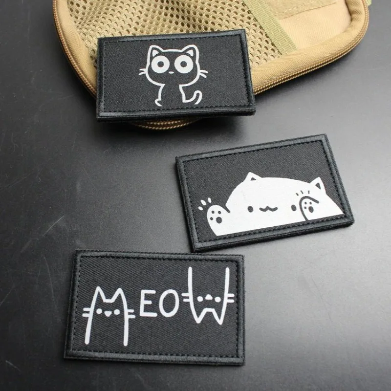 Parche táctico reflectante gato creativo para mochila, gancho y bucle - imagen 5