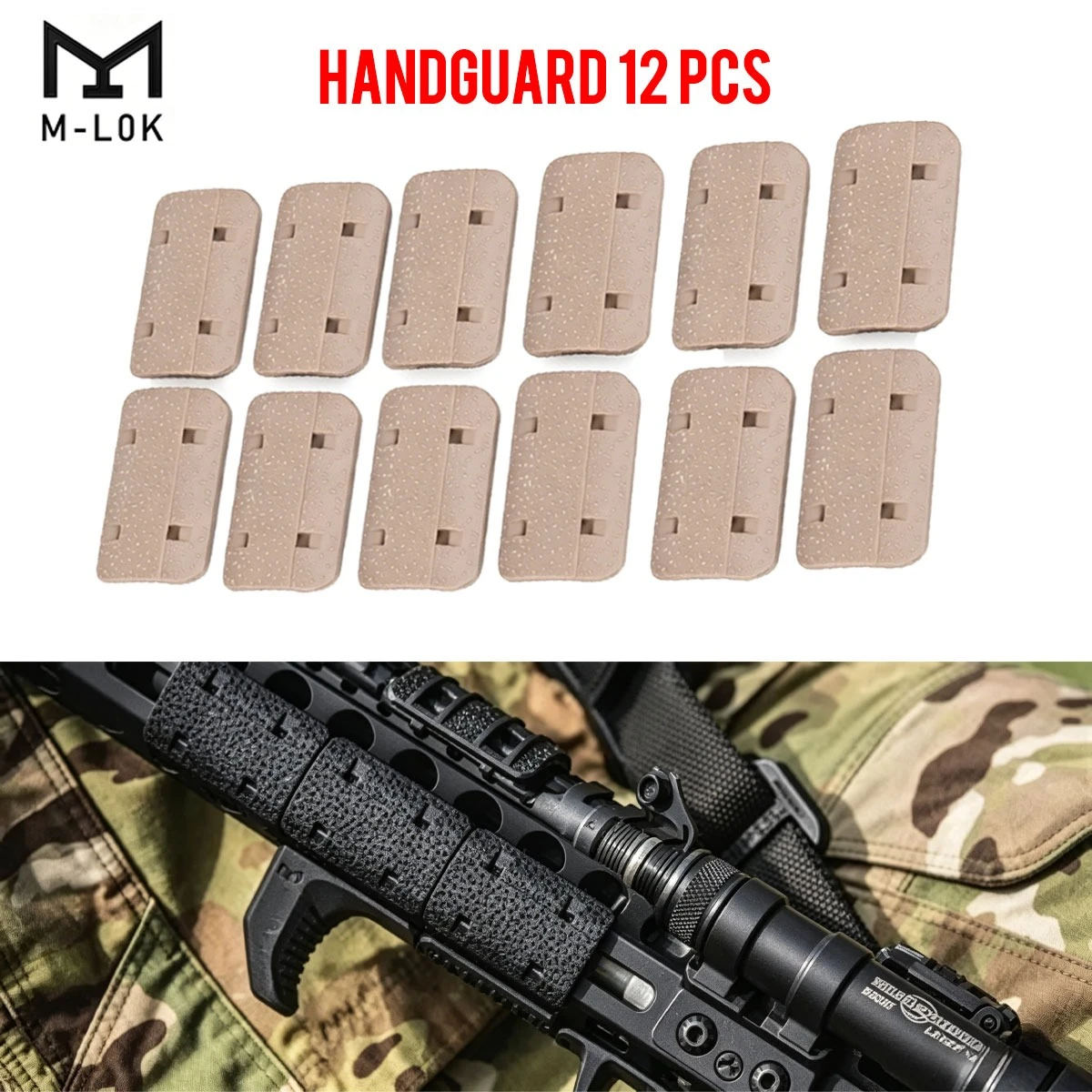 Protecciones tácticas antideslizantes Picatinny M-LOK para Airsoft - imagen 5