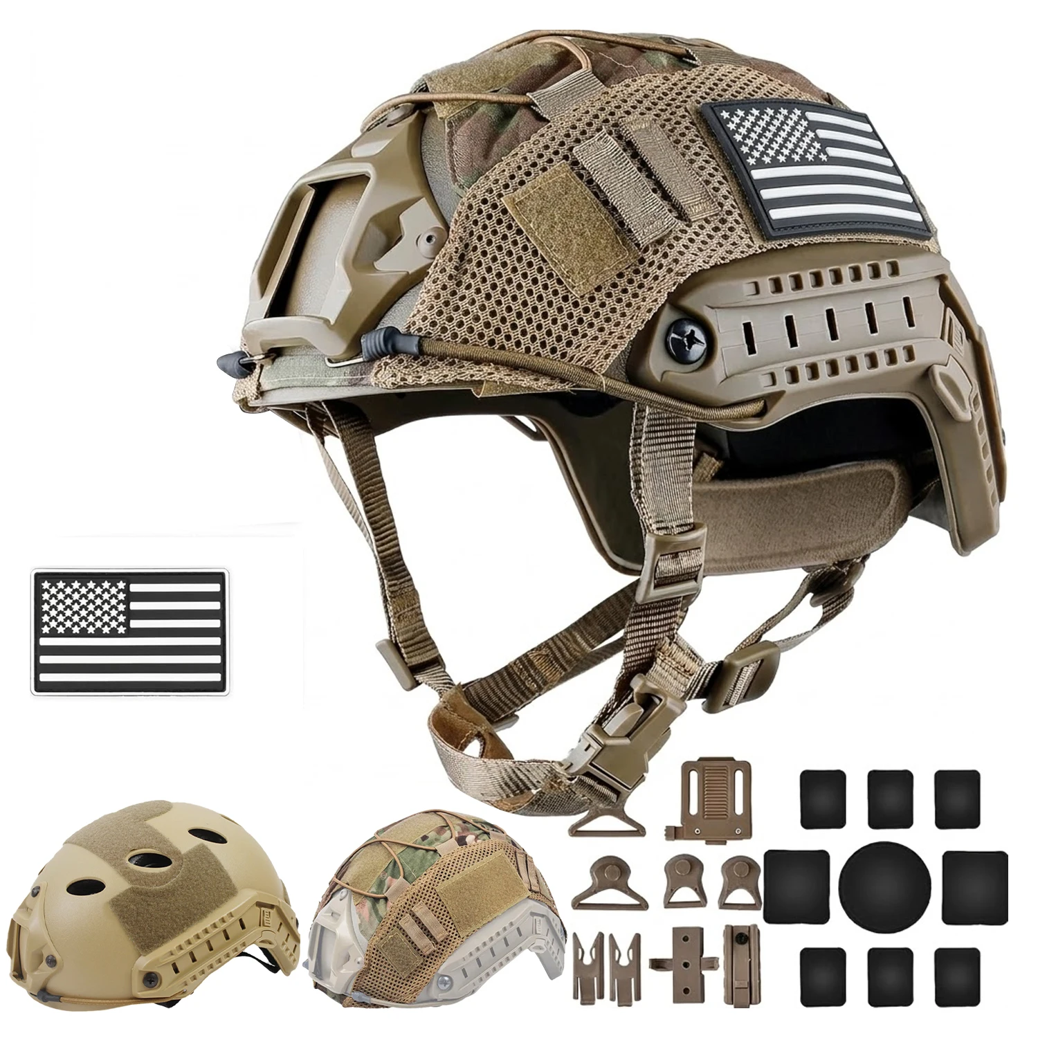 Casco táctico Airsoft tipo Fast PJ con funda y acolchado - imagen 5