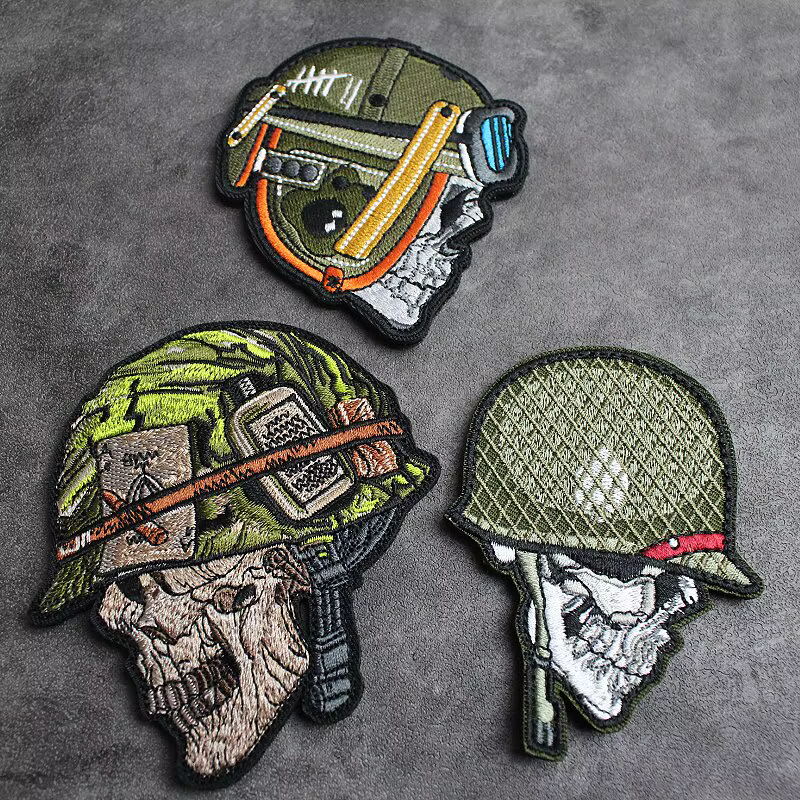 Parche táctico bordado calavera esqueleto con velcro para brazalete - imagen 2