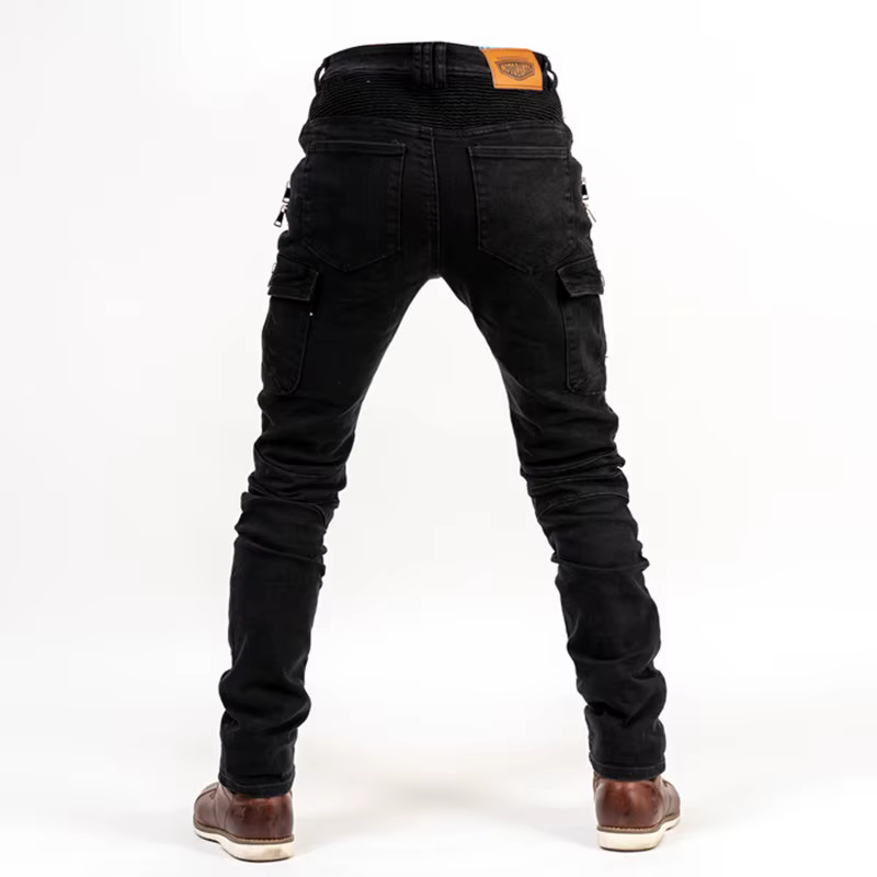 Pantalones vaqueros tácticos para motorista con rodilleras y bolsillos - imagen 2