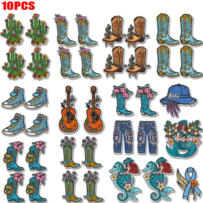 Parche termoadhesivo bordado vaquero del oeste: cactus y guitarra - imagen 2