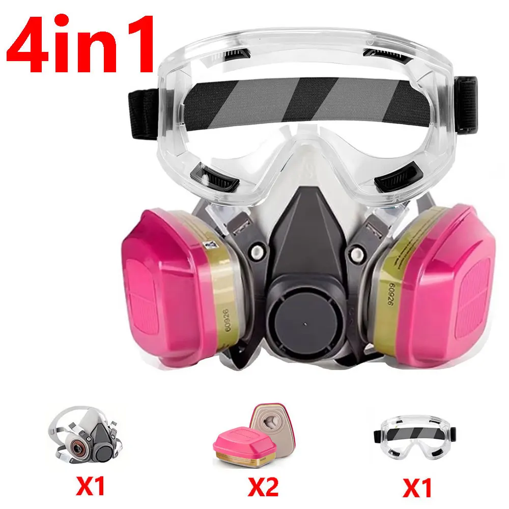 Media mascarilla con gafas filtro para vapores orgánicos