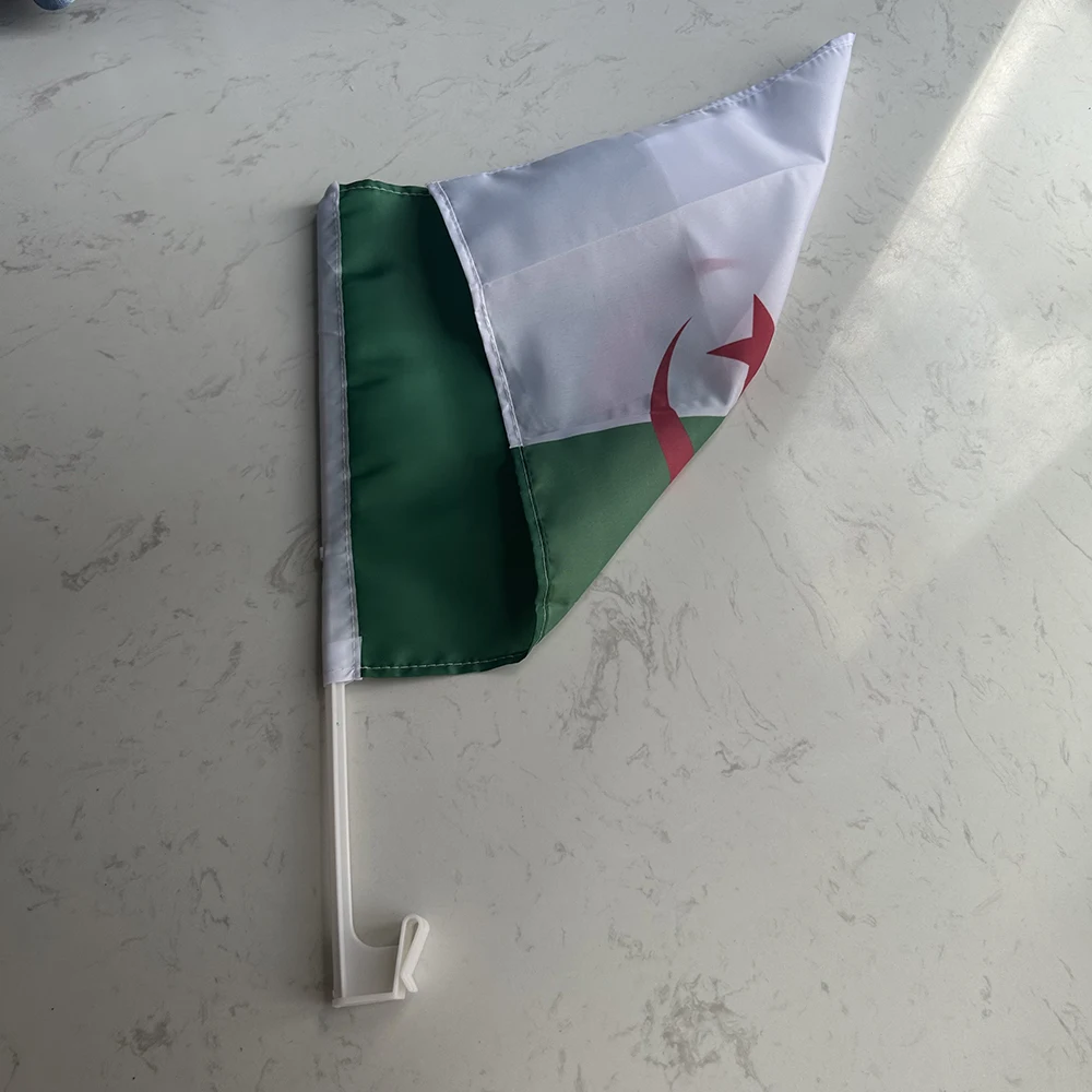 Bandera de Argelia para coche de poliéster con asta plástica ondeante - imagen 5