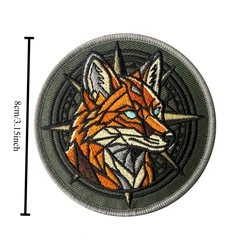 Parche táctico bordado zorro vikingo geométrico para equipamiento MOLLE