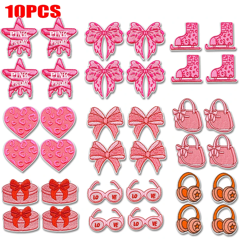 Parche termoadhesivo bordado mariposa rosa con corazón San Valentín - imagen 4
