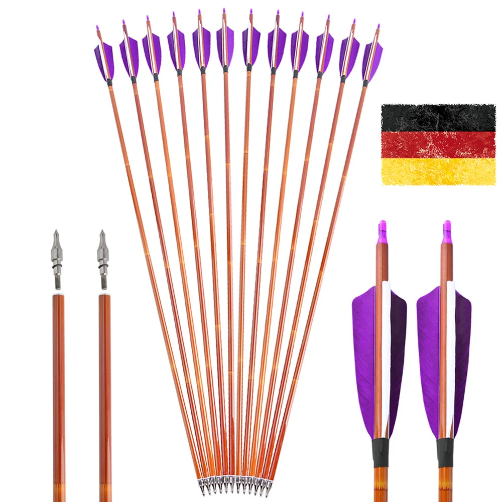 Flechas de carbono Spine 500 con plumas de pavo para tiro con arco