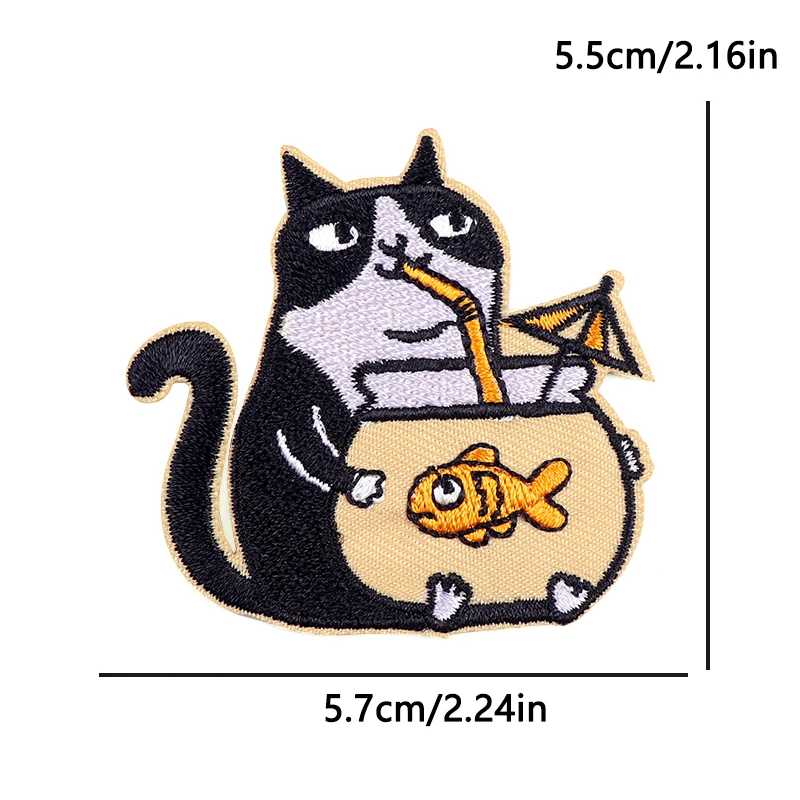 Parches termoadhesivos de gatos negros con diseño arcoíris y astronauta - imagen 2