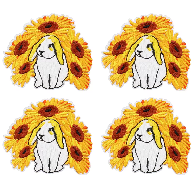 Parche bordado girasol con letras de corazón – Termoadesivo DIY