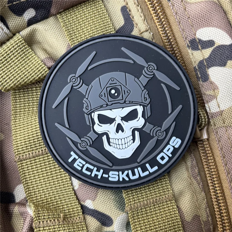 TECH-SKULL OPS parche táctico PVC calavera gancho y bucle - imagen 5