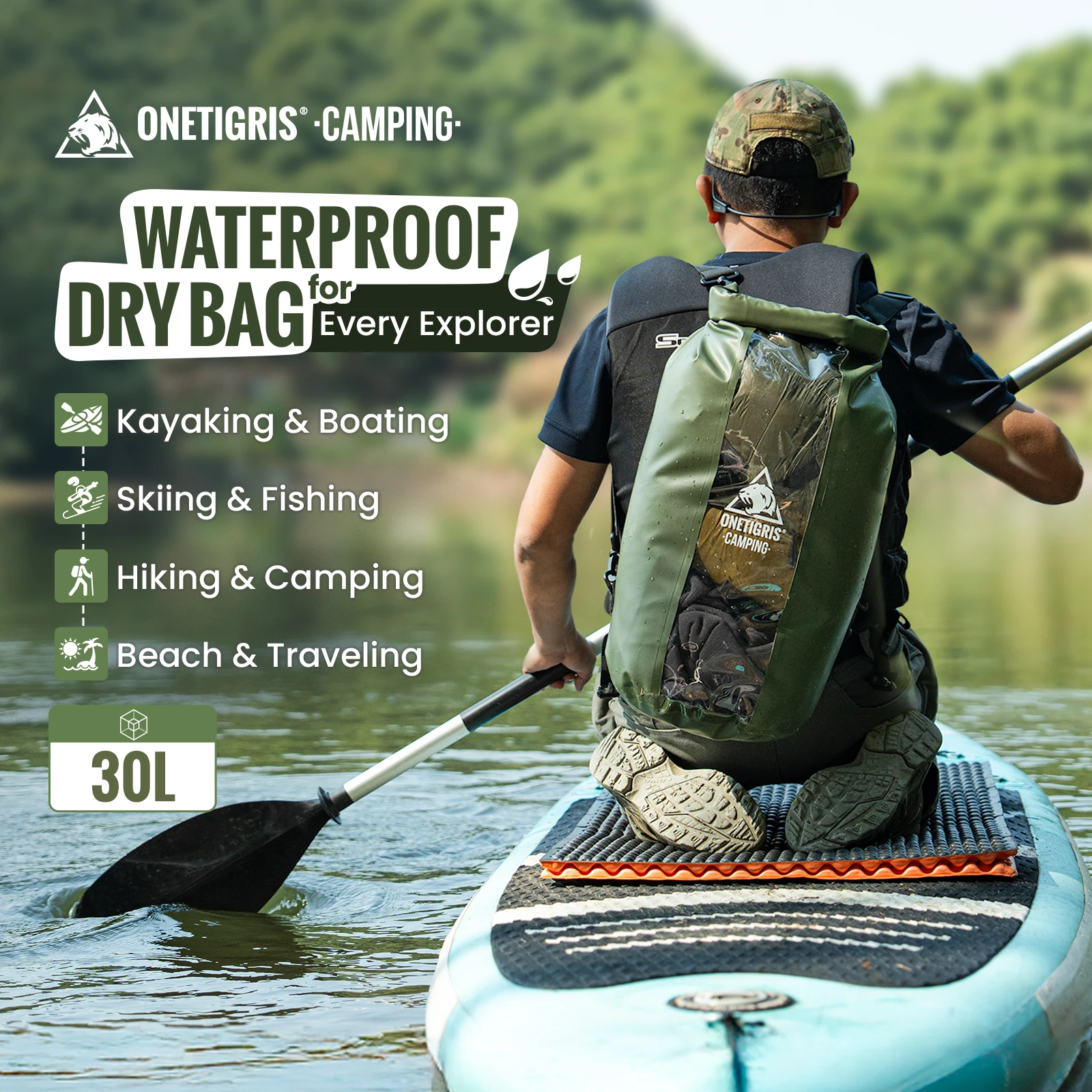 OneTigris Mochila impermeable enrollable roll-top bolsa seca - imagen 5