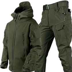 Conjunto táctico impermeable de lana con capucha y pantalón cargo