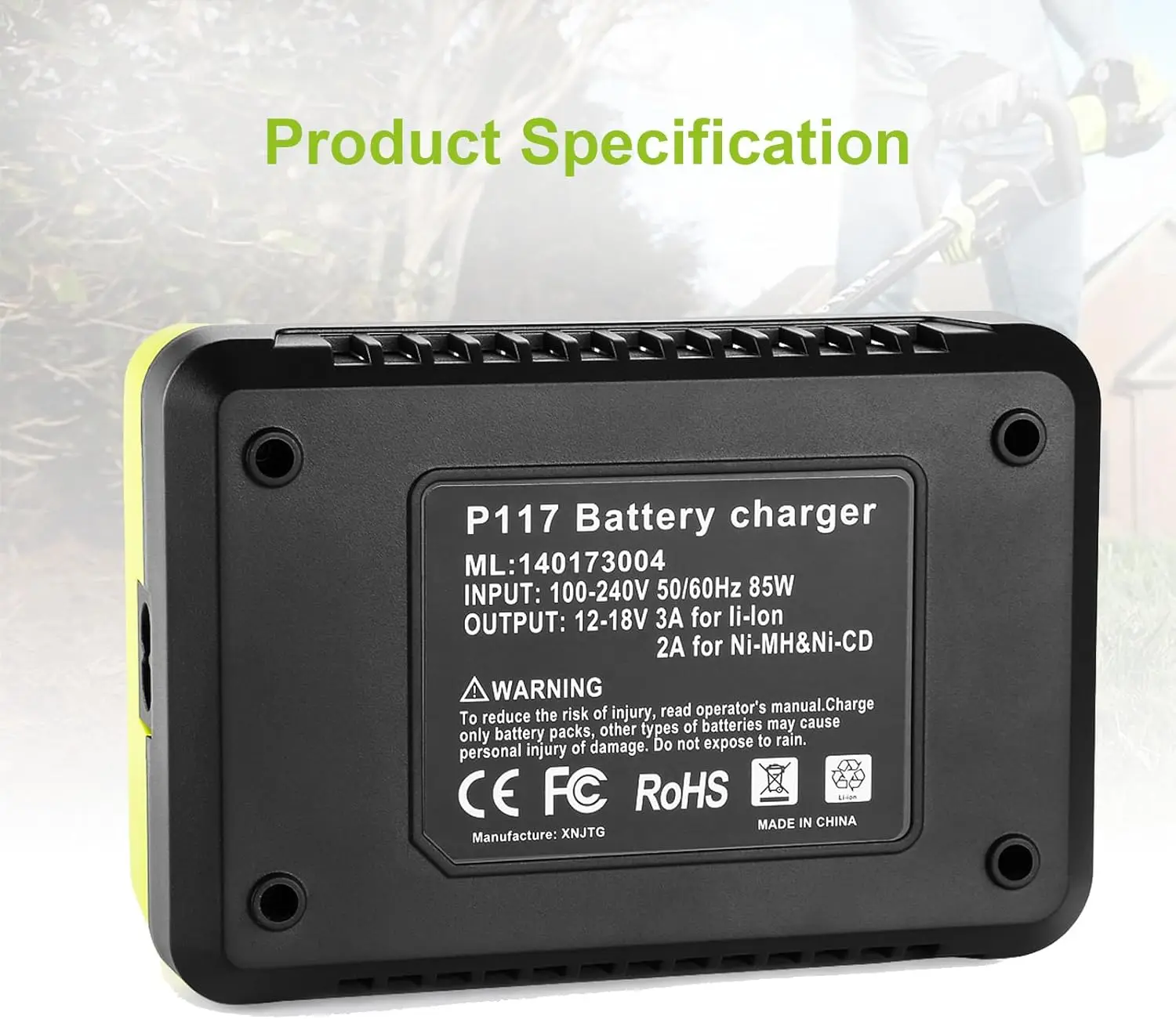 Cargador rápido de repuesto Ryobi P117 para baterías One Plus - imagen 5