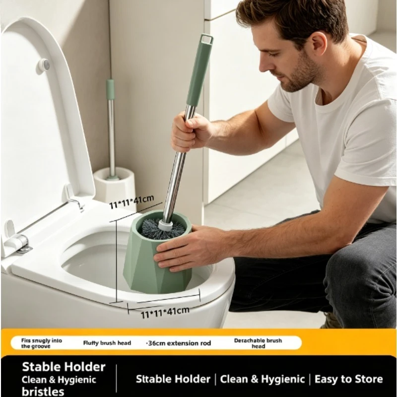 Cepillo inodoro sin ángulos muertos con base – Limpieza profunda baño - imagen 5