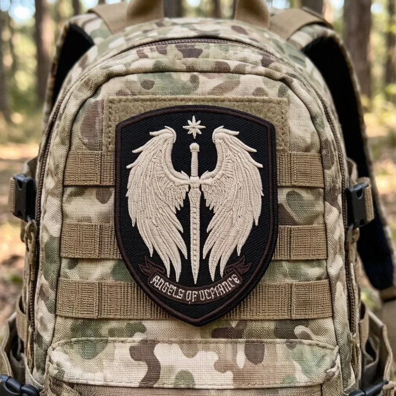 Parche táctico bordado arcángel alas con gancho y bucle para mochila - imagen 3