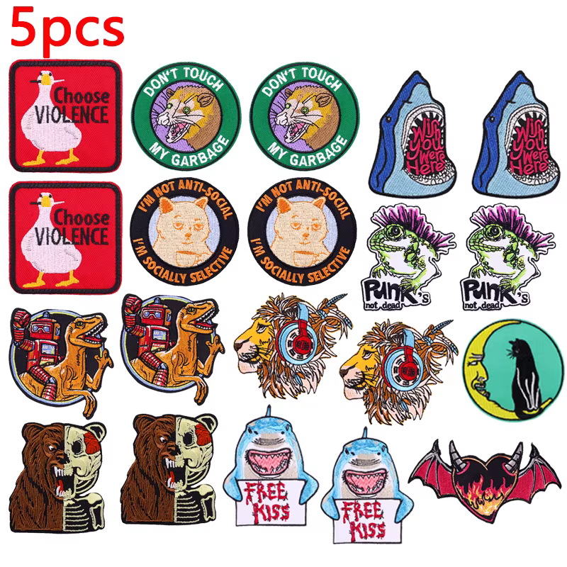 Parches bordados con diseños de animales